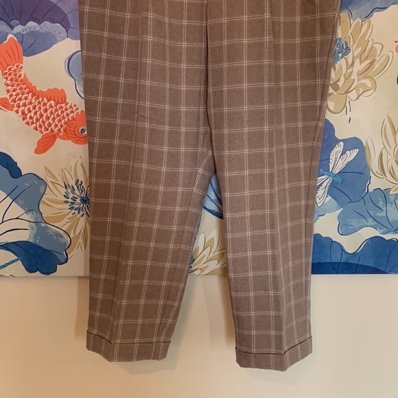 Ann Taylor NWT Pull on Tapered Ankle High Rise pants sz LG- Windowpane pattern - Picture 3 of 9